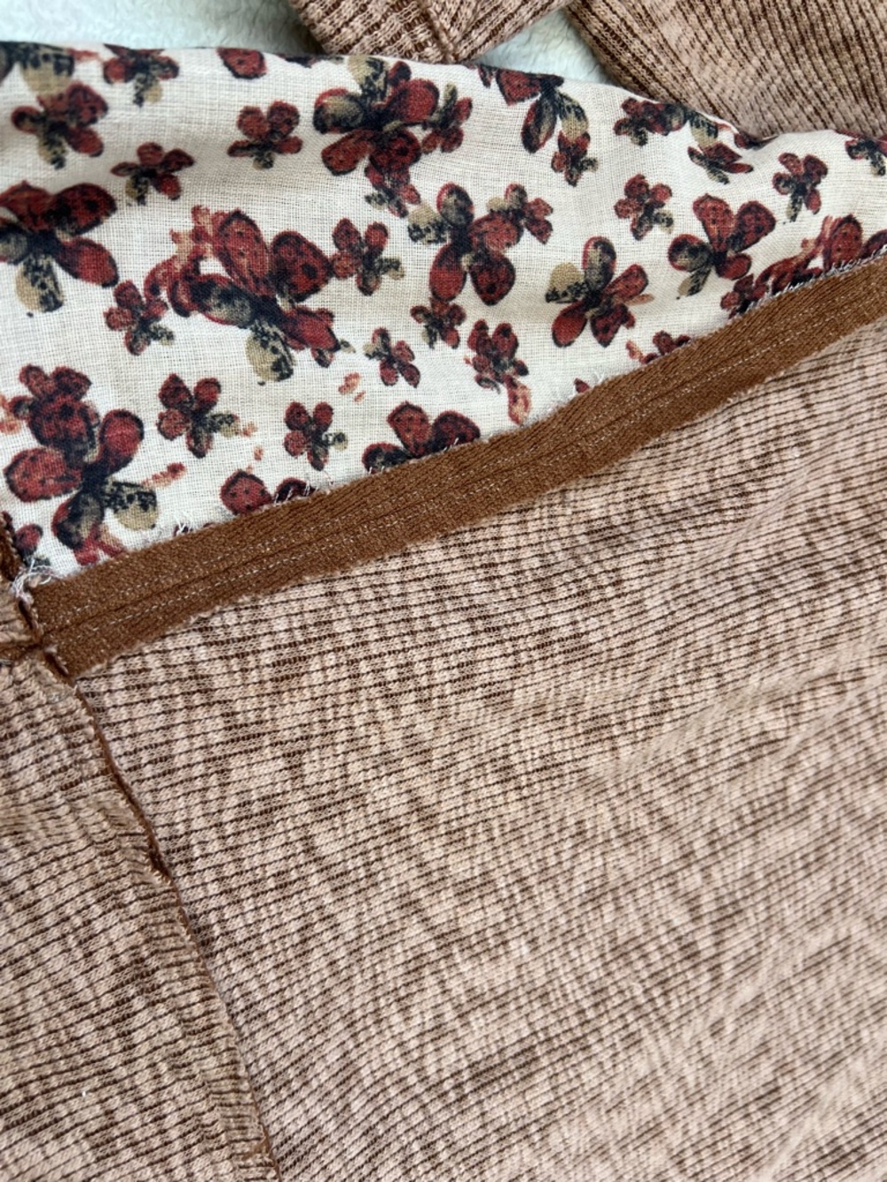 POL Brown Knit Crewneck Sweater with Floral Trim - Picture 3 of 5